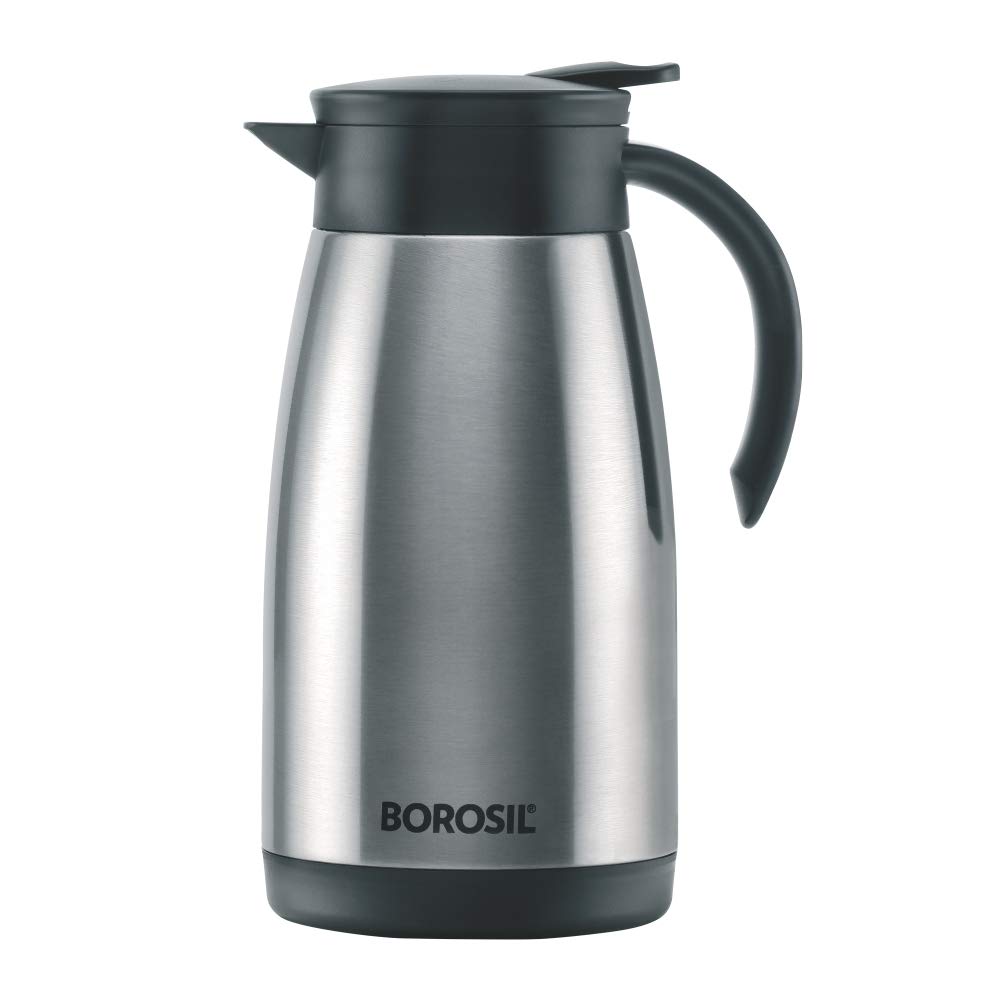 Borosil Stainless Steel Teapot- Vacuum Insulated, Silver, 1L ...