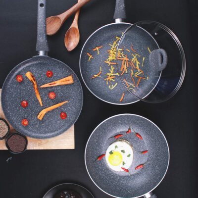 Wonderchef Granite Cookware 3 piece Set with 26cm Dosa Tawa - Image 3