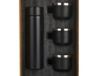 Honor Matte Black Temperature Bottle With 3 Steel Cups Gift Set