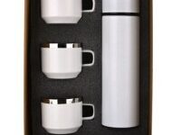 Honor Matte White Temperature Bottle With 3 Steel Cups