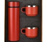 Wizard Matte Red  Temperature Bottle With 2 Steel Cups