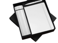 White corporate gift set diary pen temperature bottle Bottle 3 in 1 white executive gift set Premium white diary pen bottle gift box Office gifting white temperature bottle set