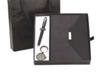 Metro black gift set with diary pen keychain Black diary pen keychain corporate gift set Premium metro black office gift set Executive diary metal pen keychain combo