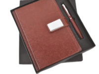 A5 diary gift set with brown Mars diary and metal pen Brown A5 diary gift set for corporate gifting Professional A5 diary gift set with metal pen Office stationery A5 diary gift set