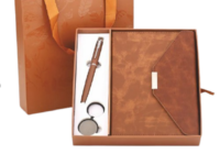 Metro tan gift set with diary pen keychain Tan diary metal pen keychain corporate gift Premium metro tan office gift set Executive tan diary pen keychain combo