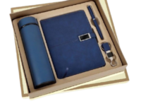 Zenith blue gift set with diary pen bottle Blue diary pen keychain bottle corporate gift Premium zenith blue 4 in 1 gift set Office gift set with blue diary and bottle