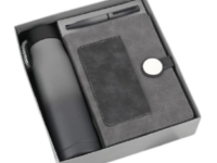 Black elastic diary with pen and keychain gift set Corporate stationery gift set with diary pen keychain Executive black diary pen combo for gifting Professional office gift set with A5 diary Premium stationery combo for corporate use