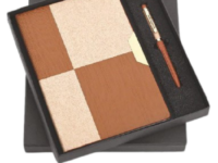 A5 Diary Gift Set with Tan Blocks design and metal pen Tan Blocks A5 diary and metal pen gift set Premium A5 diary gift set for corporate gifting Office stationery A5 diary gift set with metal pen Professional A5 diary and pen combo gift box