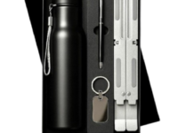 Deskmate Lite Gift Set with bottle pen keychain and laptop stand