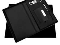 Black elastic 4 in 1 gift set with diary pen cardholder keychain Corporate executive gift set with diary and accessories Premium black stationery gift set for professionals Office gift set with A5 diary pen and cardholder Business gifting combo with diary and keychain