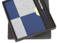 A5 Diary Gift Set with Blue Blocks diary and metal pen Blue Blocks A5 diary with metal pen gift set Corporate gifting A5 diary and pen set blue design Premium blue A5 diary gift set for office use Modern A5 diary gift set with metal pen