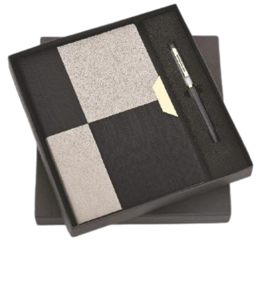 A5 Diary Gift Set with Black Blocks diary and metal pen Black Blocks A5 diary and pen corporate gift set Premium black A5 diary gift set for office use Corporate gifting A5 diary and metal pen set Professional A5 diary gift set black design