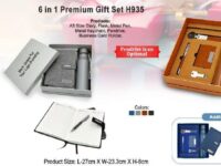 Premium Gift Set H935 6 in 1 executive corporate gift box Corporate diary and metal flask gift set with pen and keychain Executive office gift hamper with business card holder Luxury branded corporate gift box with optional pendrive