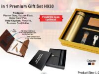 Premium Gift Set H930 6 in 1 executive corporate gift box Planner diary and vacuum flask corporate gift set Executive gift hamper with roller pen and card holder Luxury branded corporate gift box with optional pendrive