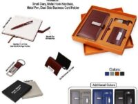 Gift Set H903 4 in 1 executive corporate gift box Corporate gift set with small diary and metal pen Executive gift hamper with keychain and card holder Branded compact corporate gift box H903