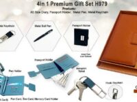 premium gift set with diary passport holder metal pen and keychain in gift box