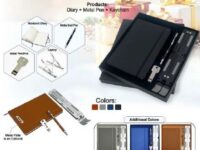 premium gift set with diary metal pen keychain and lapel pin in gift box