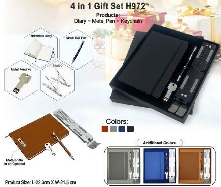 Premium Gift Set 4 in 1 with Diary, Pen & Keychain