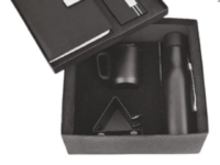 Black combo gift set with diary pen bottle mug keychain cardholder and mobile stand in premium gift box