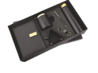 premium black gift set with diary pen bottle mug keychain mobile stand corporate gift box