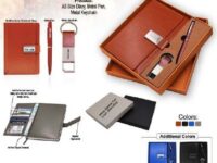 3-in-1 premium gift set with notebook diary, metal pen, and stainless steel water bottle in luxury box