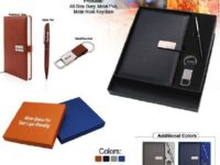 2-in-1 premium gift set with notebook diary, metal pen, and keychain in elegant gift box