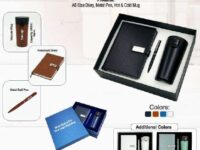 Corporate gift set 3 in 1 with diary pen and insulated bottle in premium gift box