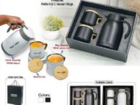 Kettle mug gift set with vacuum flask and two cups in premium gift box
