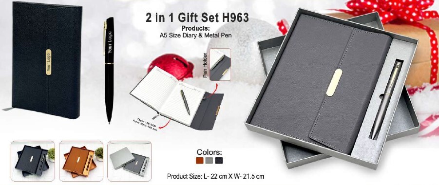 Executive Diary Pen – A5 Notebook with Metal Pen