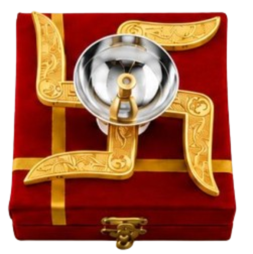 Swastik Diya Gift Set – Gold Plated Festive Decor