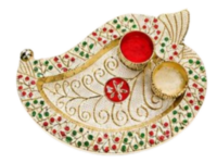 Gold Plated Metal Pooja Thali for corporate pooja gifts and Diwali gifting