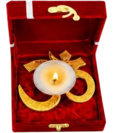 Om diya gift set for Diwali gold plated Om diya traditional Om festive gift Diwali pooja diya set