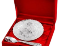 Premium 3.5 Inch Silver Plated Bowl with Steel Plate Set for corporate Diwali gifts