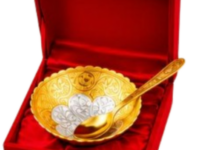 Premium 3.5 Inch Dual Tone Aluminium Bowl and Steel Plate Set for corporate festive gifts